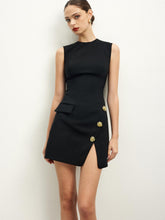Golden Rose Kleid mit Knopf- und Taschenschlitz
